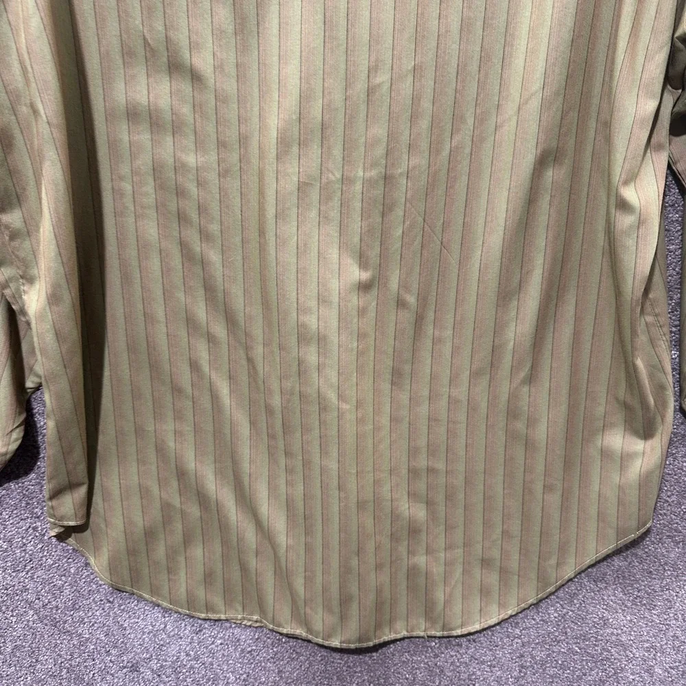 Vintage Arrow Kent Collection Drake II Olive Green Striped Dress Shirt 16.5 35 - Picture 12 of 12